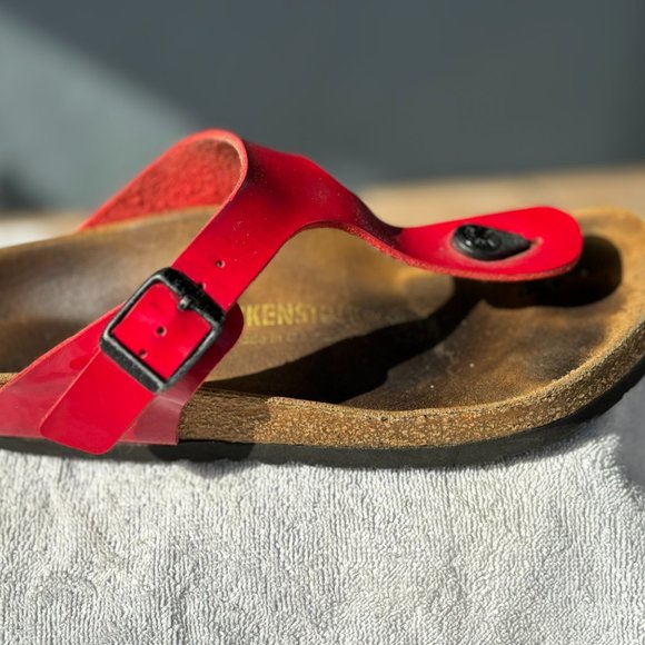 Birkenstock Gizeh Red Patent Leather Size 37 - Picture 7 of 7